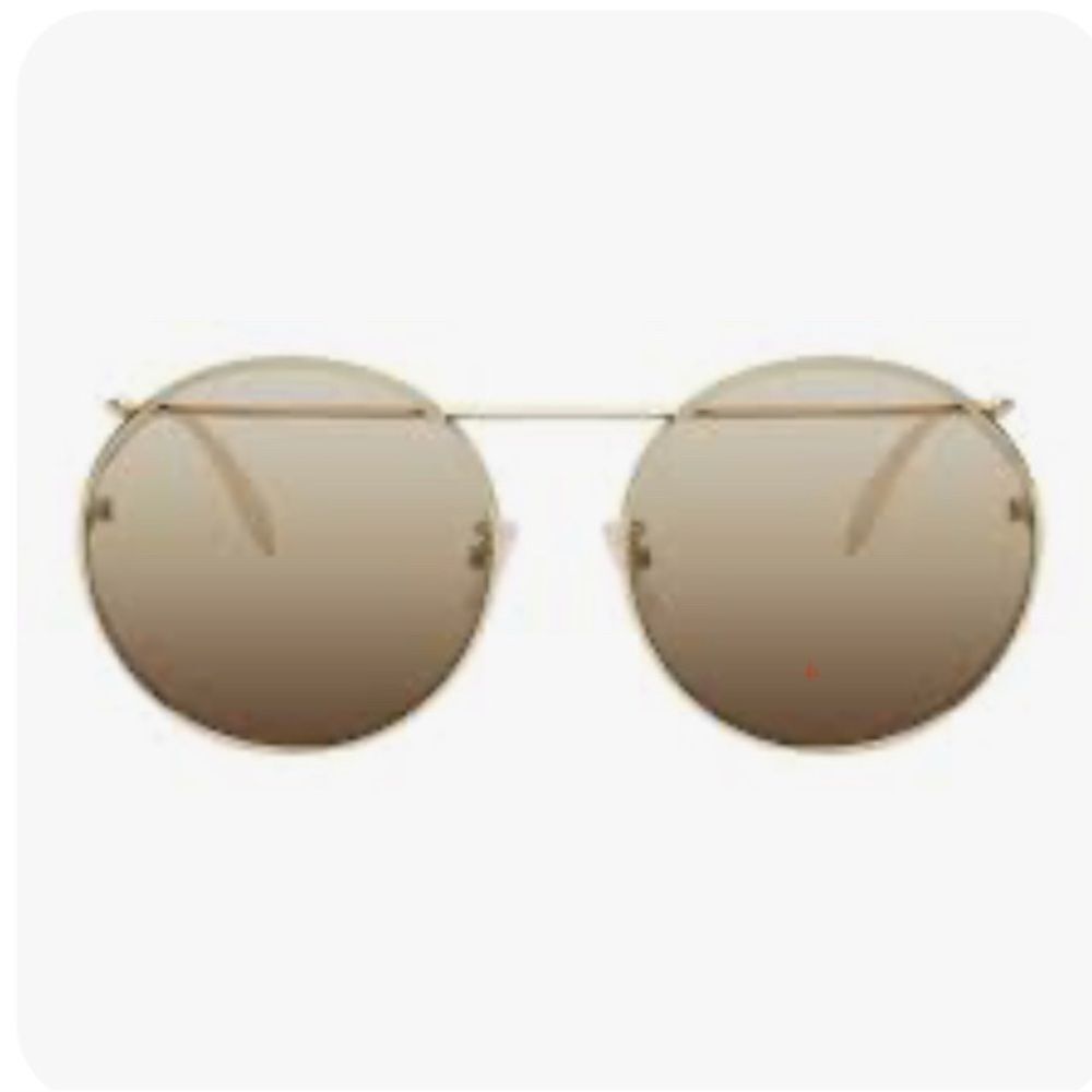 Alexander McQueen Sunglasses Gold Round Frames w Case - Oversized